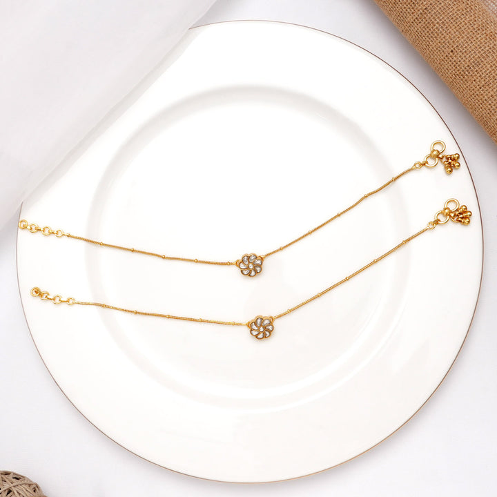 Royal White Kundan Anklet