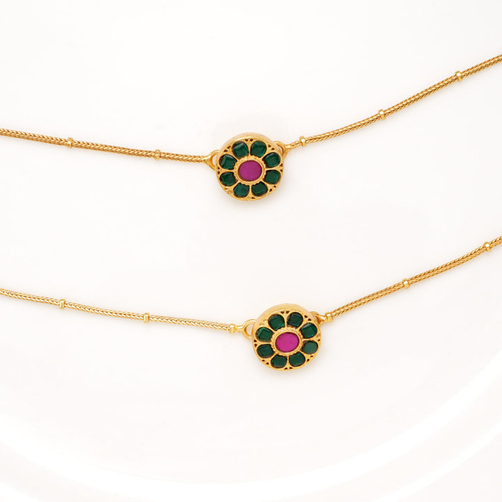 Beautiful Green Kundan Anklet