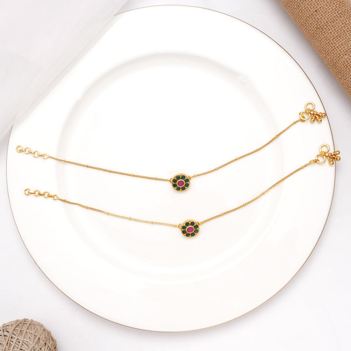 Beautiful Green Kundan Anklet