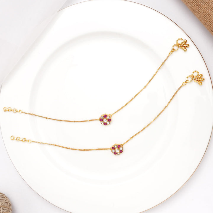 Cute Designed Kundan Anklet