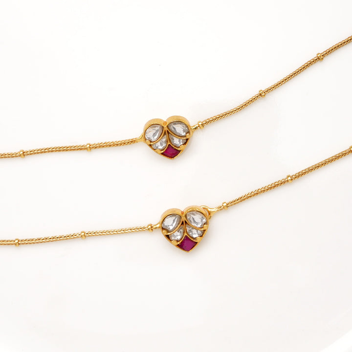 Heart Designed Kundan Anklet