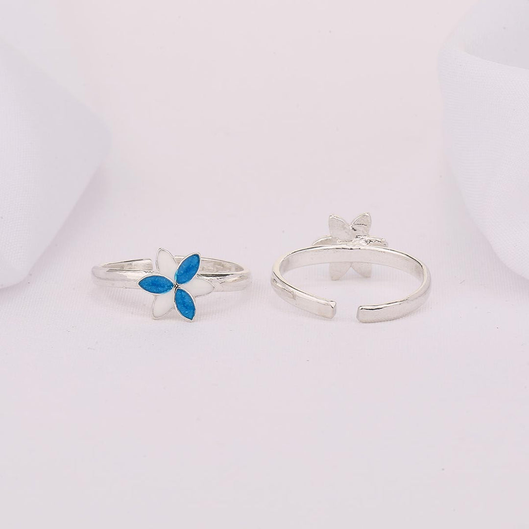 Blue Floral Toe Ring