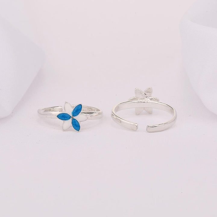 Blue Floral Toe Ring