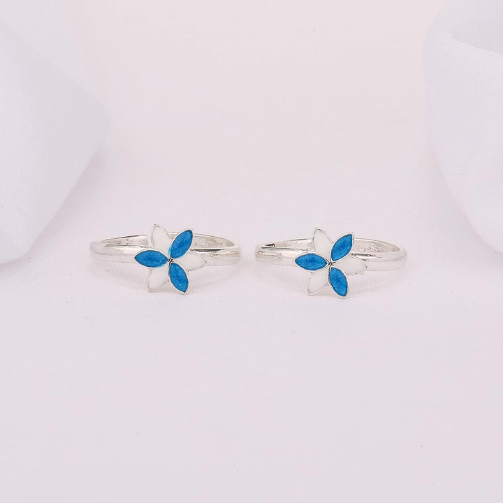 Blue Floral Toe Ring