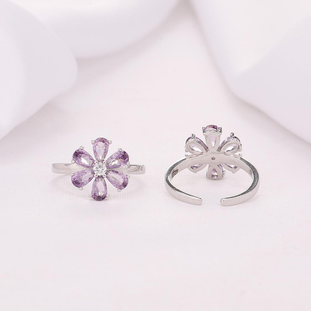 Violet Flower Toe Ring