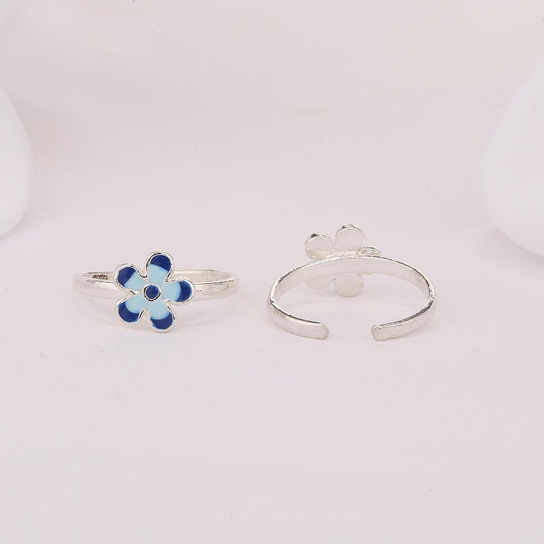 Blue Floral Toe Ring
