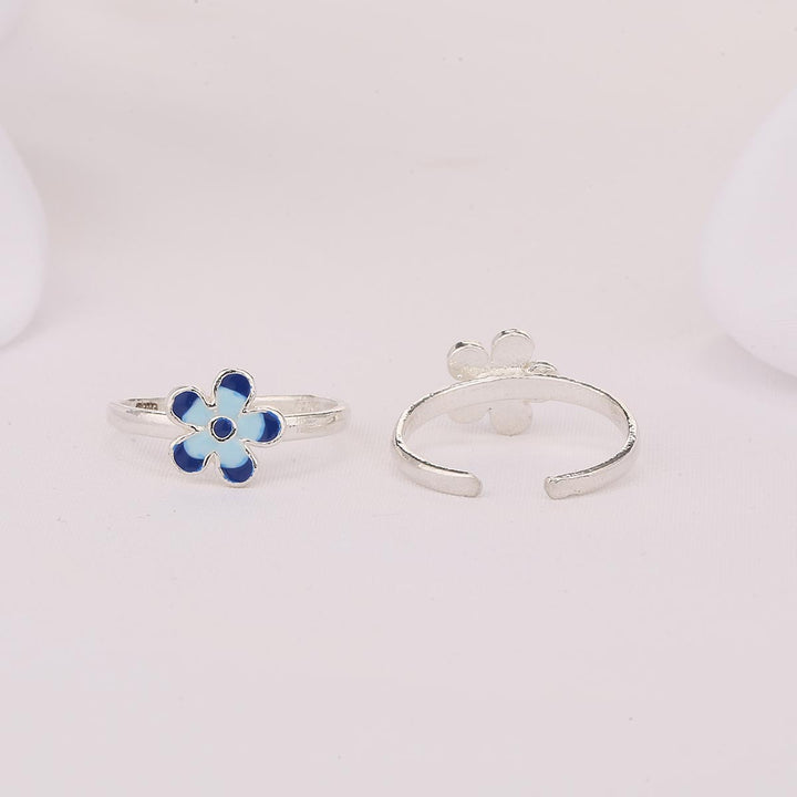 Blue Floral Toe Ring