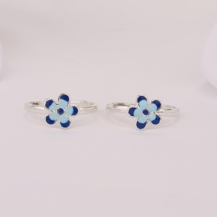 Blue Floral Toe Ring