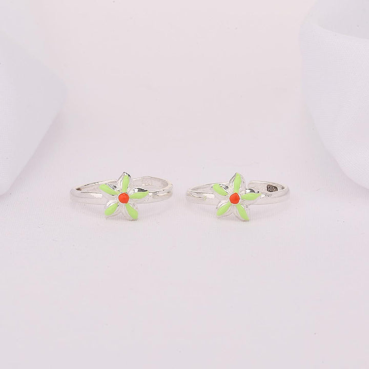 Light Green Floral Toe Ring