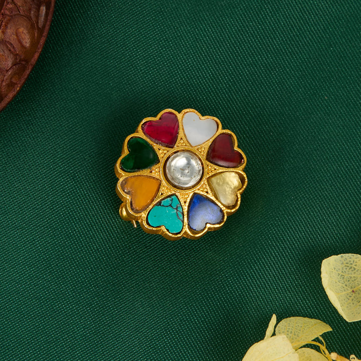 Heart Kundan Saree Pin
