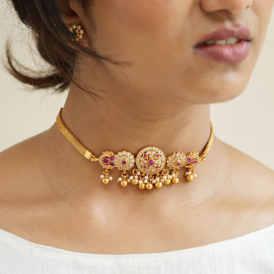Buy Esthetic Mini Choker Gold Plated silver Choker Online