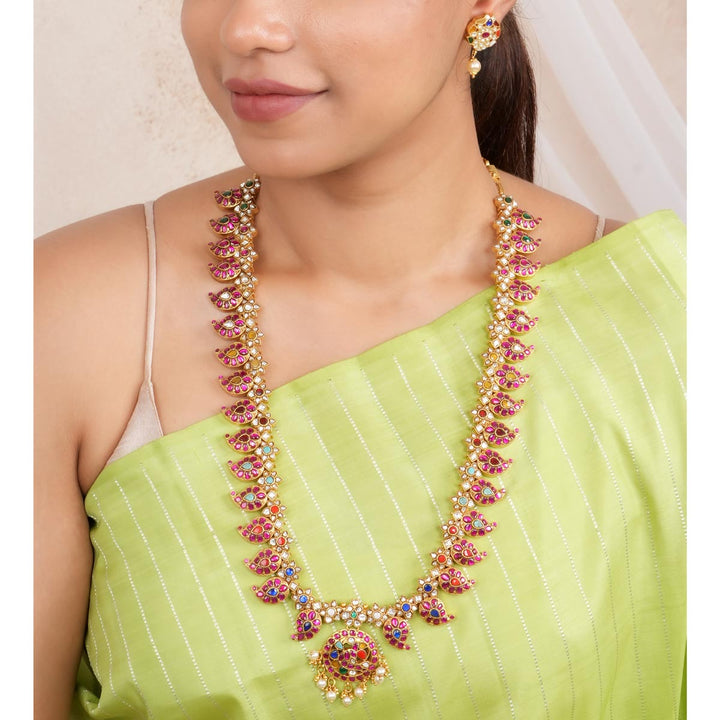 Multi Kundan Stones Long Necklace