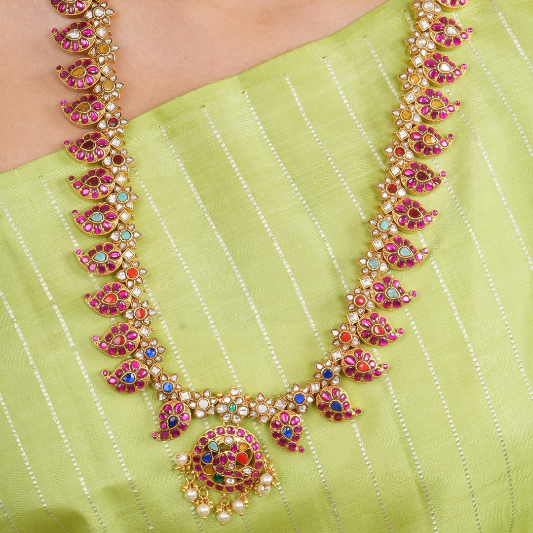 Multi Kundan Stones Long Necklace