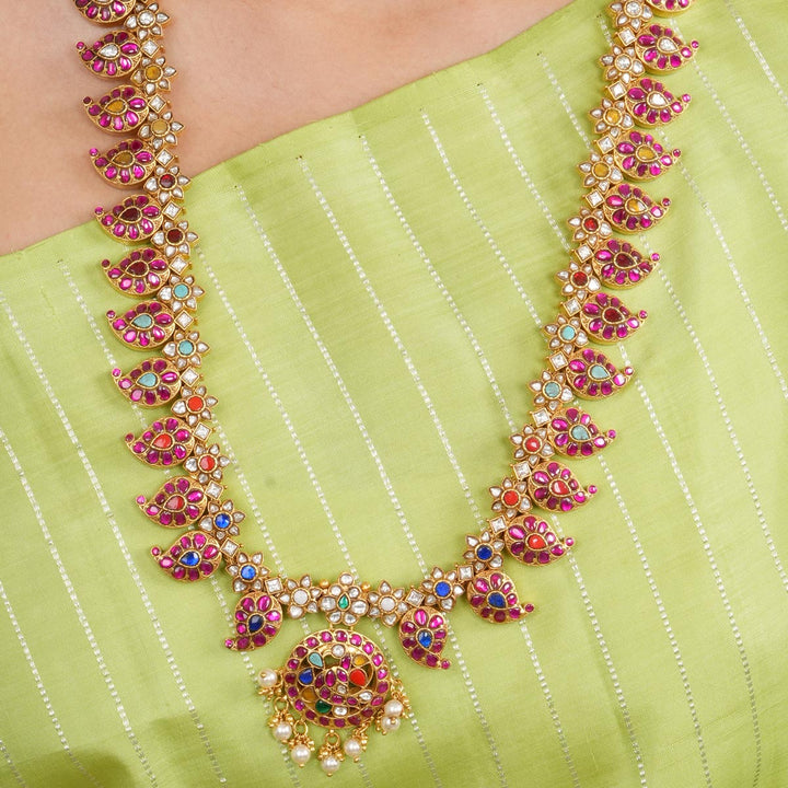 Multi Kundan Stones Long Necklace