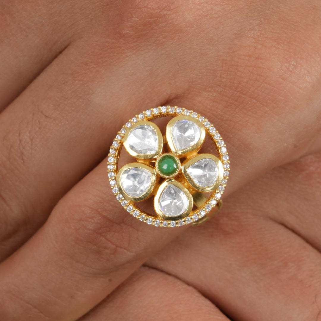 Floral Green Stone Ring