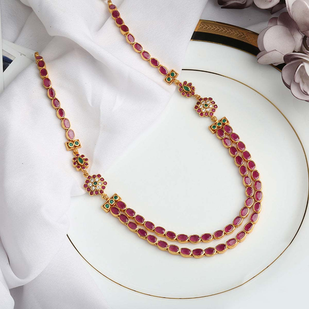 Buy Smasher Red Stone Necklace Gold Plated silver Necklace
