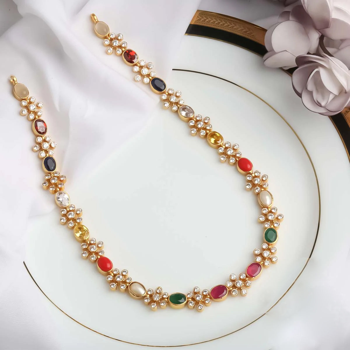 Buy Trendy Lakshmi Design Ruby Emerald Stone Marriage Bridal Gold Necklace  Designs