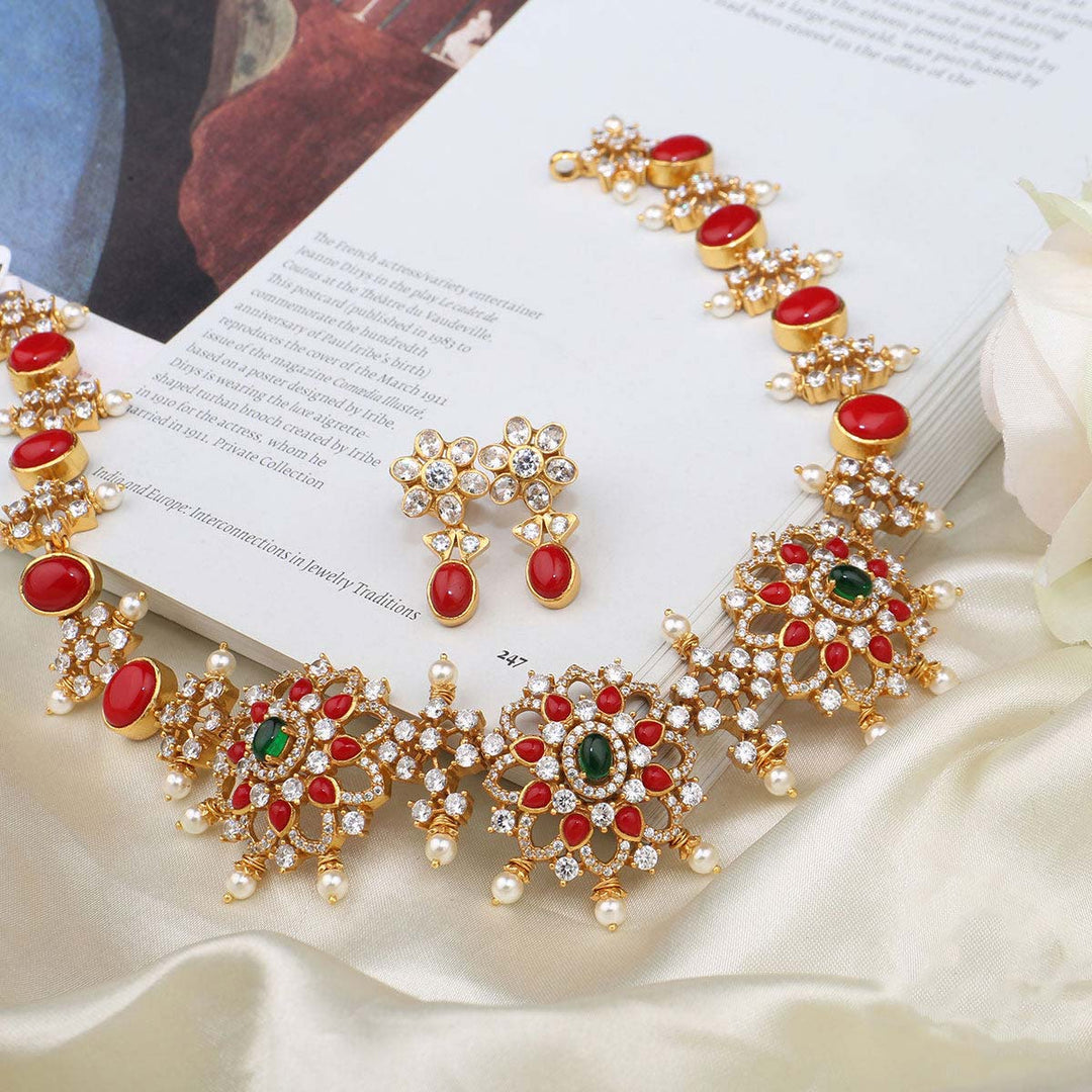 Coral Short Necklace Set