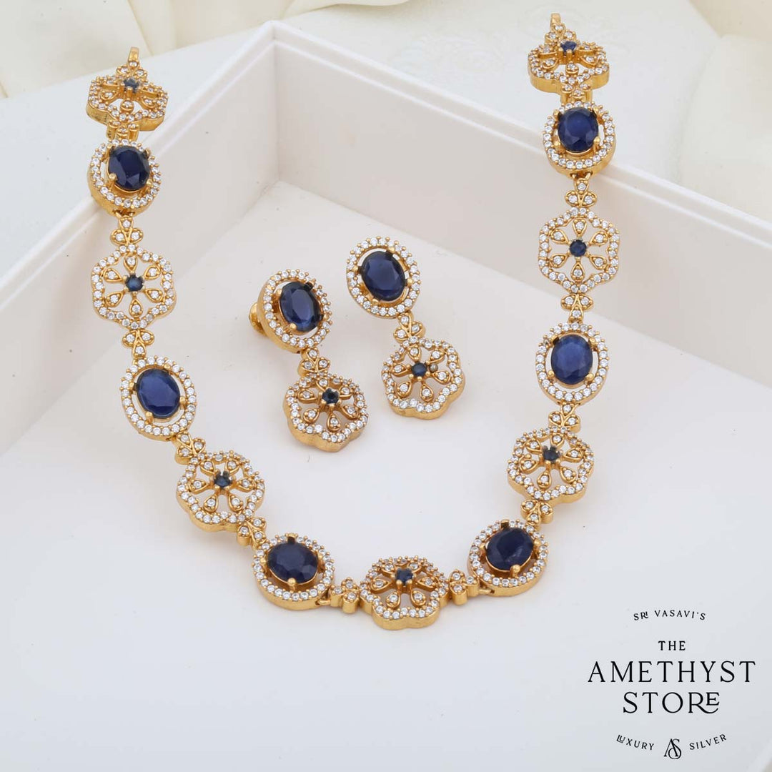 Floral Blue Necklace Set