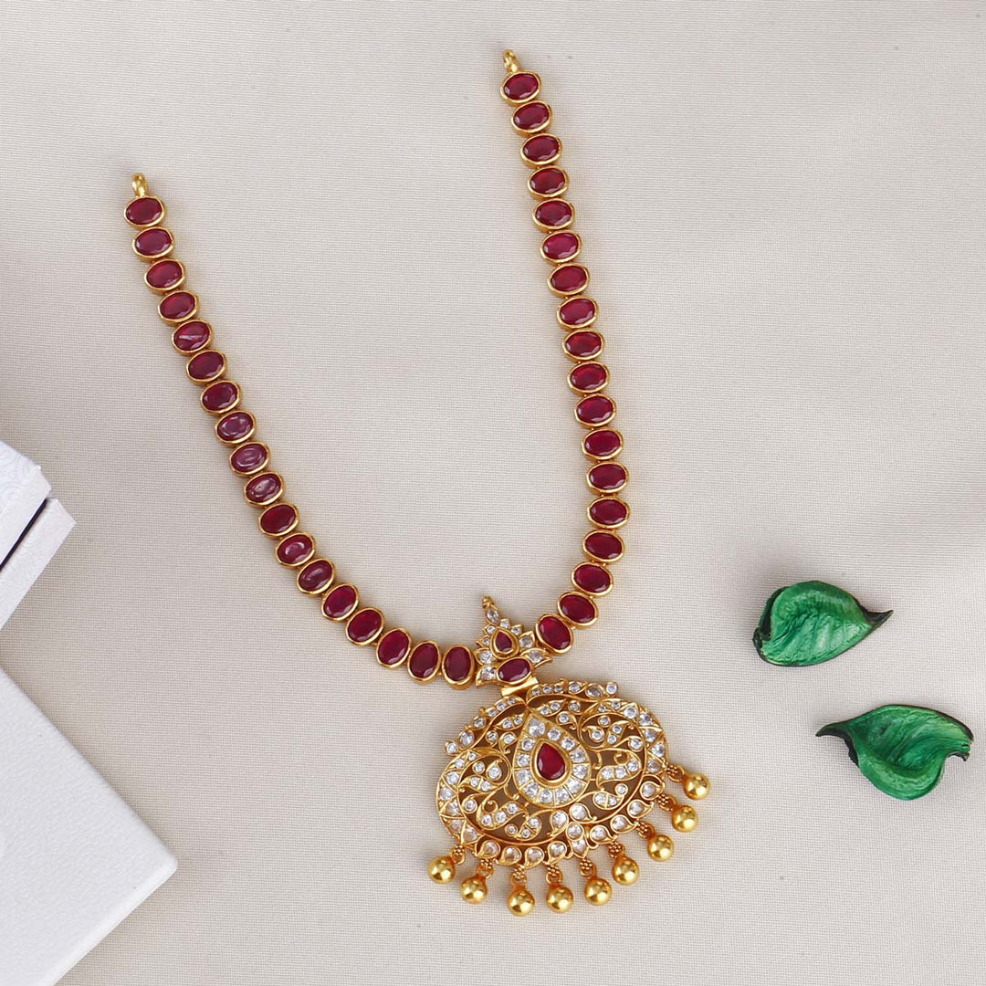 Shop Mothika Red Stone Necklace Online Gold Plated Stone