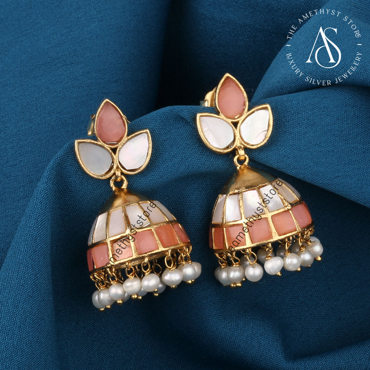 Shop Gold Plated Jhumka Earrings Online in USA with Pearl Tassels – Pure  Elegance
