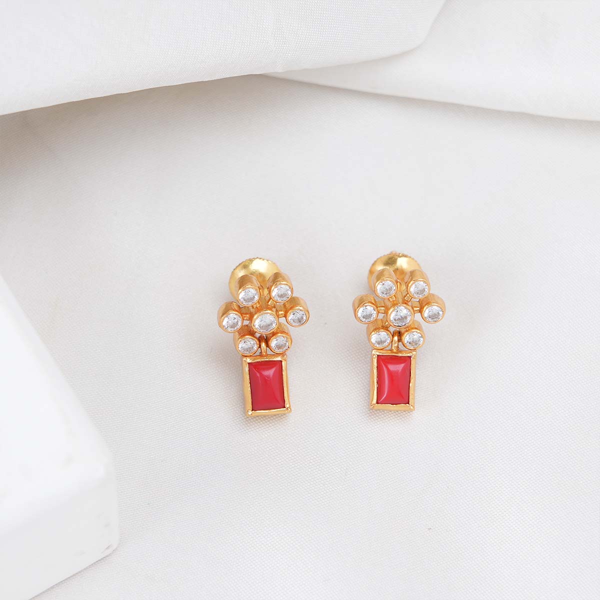 Buy Attractive Gold Plated Party Wear Leaf Design Ruby Stone Studs Earring  Imitation Jewellery