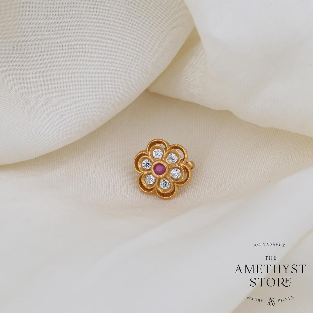 Buy Torina Nose Pin Gold Plated Silver Nosepin Online – The