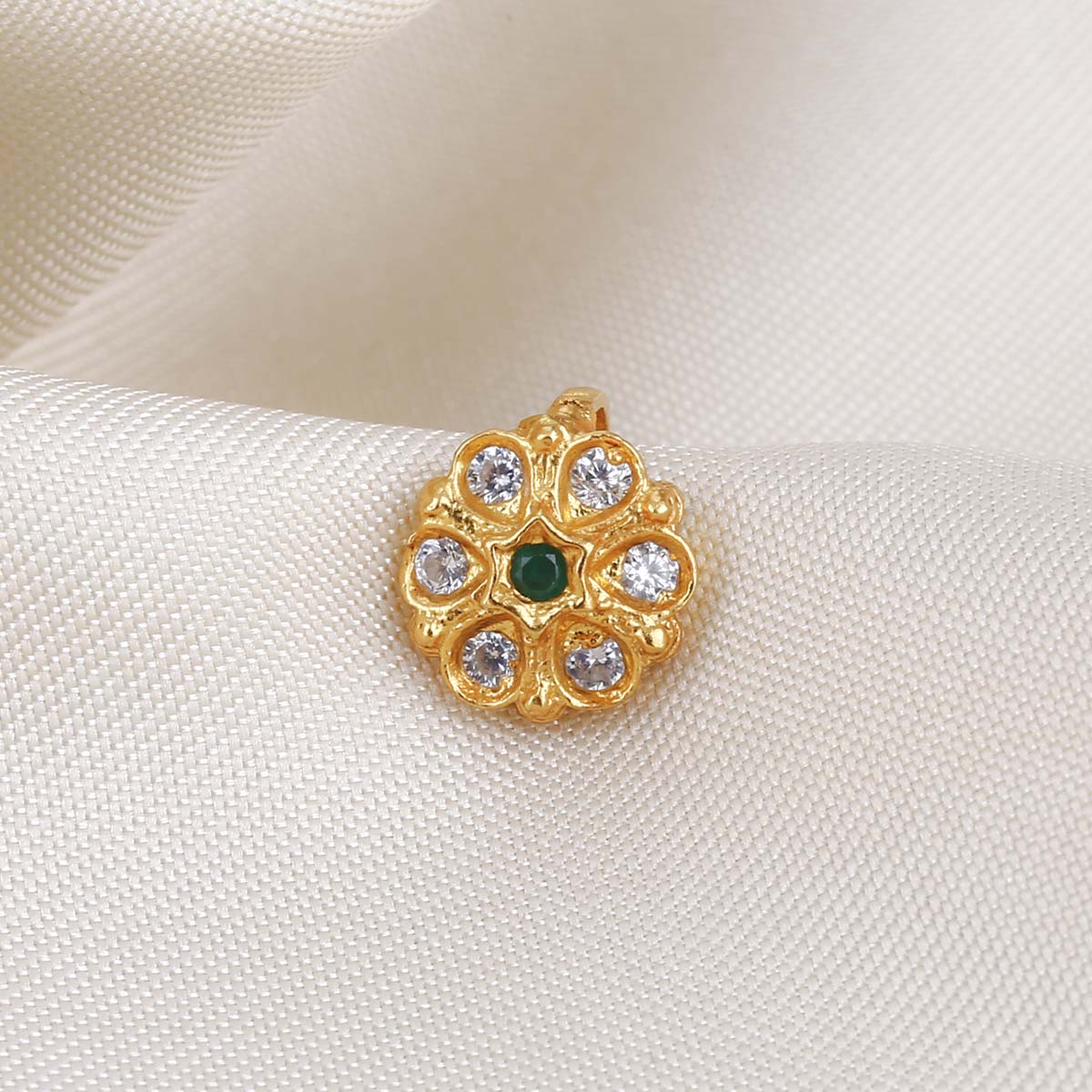 Flower Node Pin Buy Little Flower Nose Pin | 92.5 Gold Plated Silver Nosepin Online ...