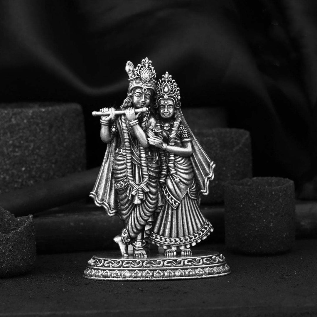 Buy Radha Krishna 2D Idol | 925 Pure Silver God Idols Online – The