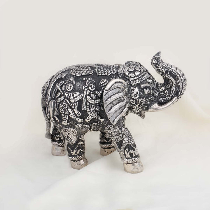 Silver Idol Pair of Elephant Statues