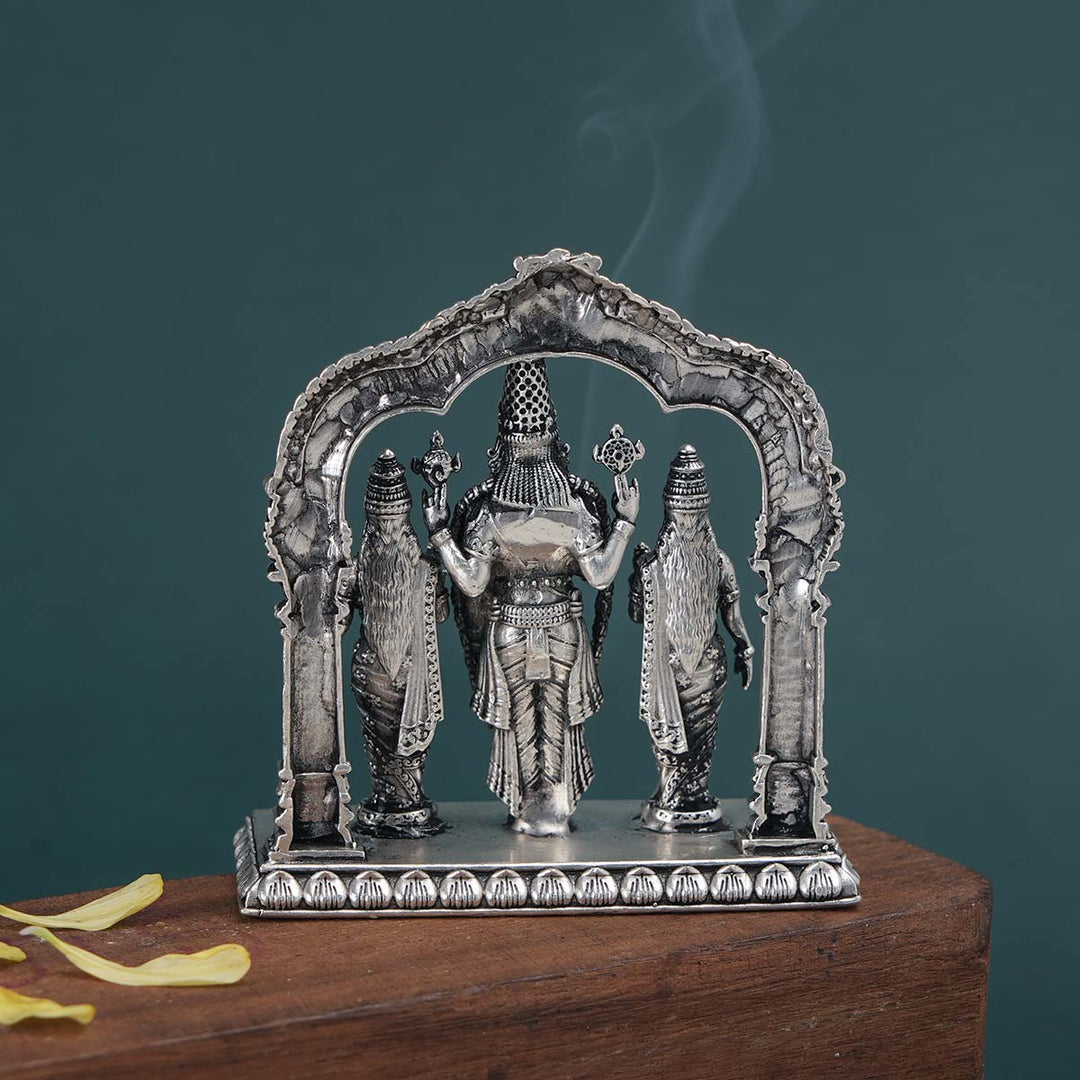 Lord Vishnu Idol With Sridevi and Bhudevi