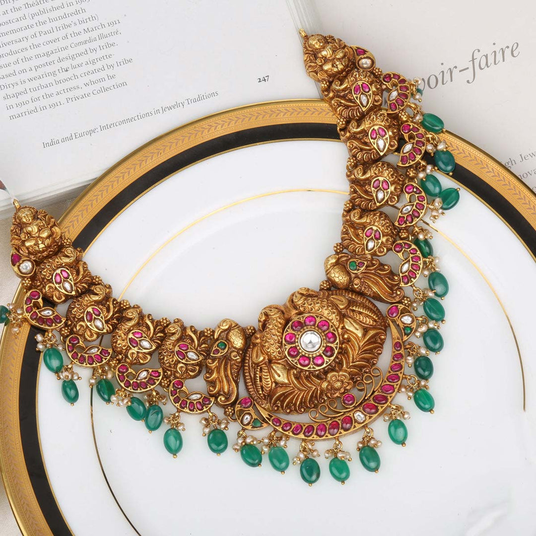 Buy Dhrishya Short Necklace Gold Plated Long and Short