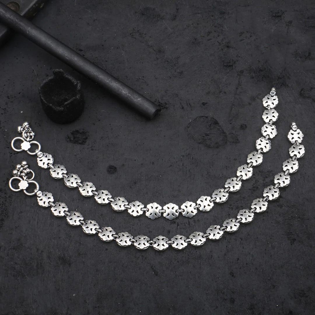 Shop Agra Silver Anklets Online Gold Plated Oxidised Silver